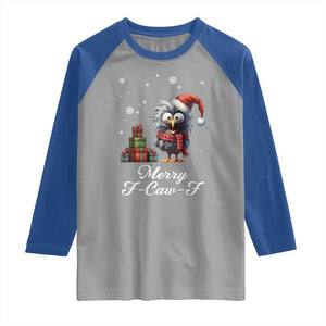 Merry F Caw F Raven Lover Raglan Shirt Funny Christmas Gift - Print Your Wear