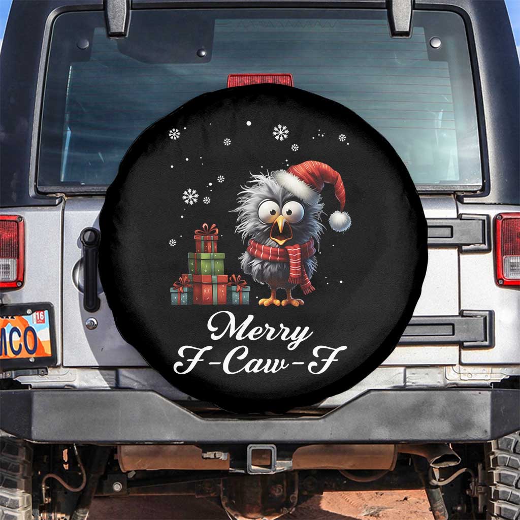 Merry F Caw F Raven Lover Spare Tire Cover Funny Christmas Gift - Print Your Wear