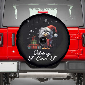 Merry F Caw F Raven Lover Spare Tire Cover Funny Christmas Gift - Print Your Wear