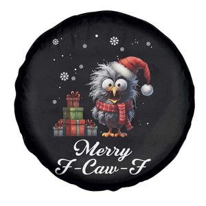 Merry F Caw F Raven Lover Spare Tire Cover Funny Christmas Gift - Print Your Wear