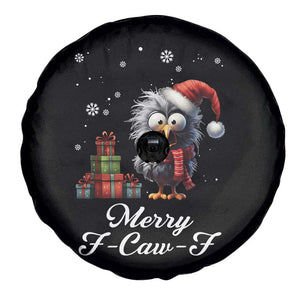 Merry F Caw F Raven Lover Spare Tire Cover Funny Christmas Gift - Print Your Wear