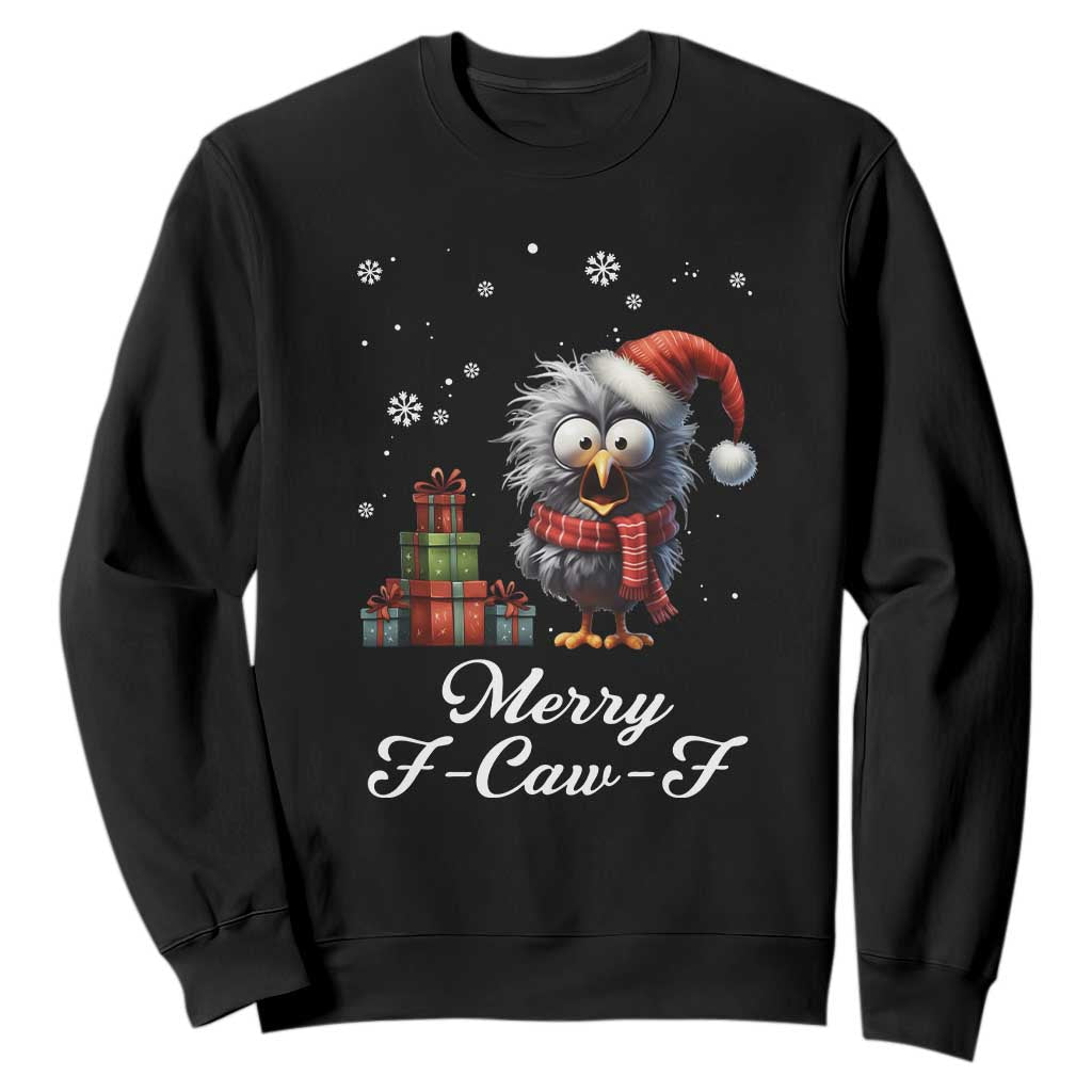 Merry F Caw F Raven Lover Sweatshirt Funny Christmas Gift TS12 Black Print Your Wear