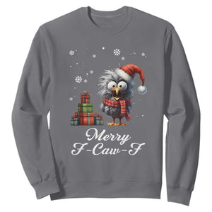 Merry F Caw F Raven Lover Sweatshirt Funny Christmas Gift TS12 Charcoal Print Your Wear