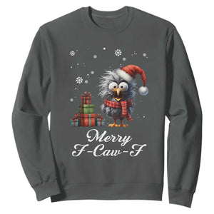 Merry F Caw F Raven Lover Sweatshirt Funny Christmas Gift TS12 Dark Heather Print Your Wear