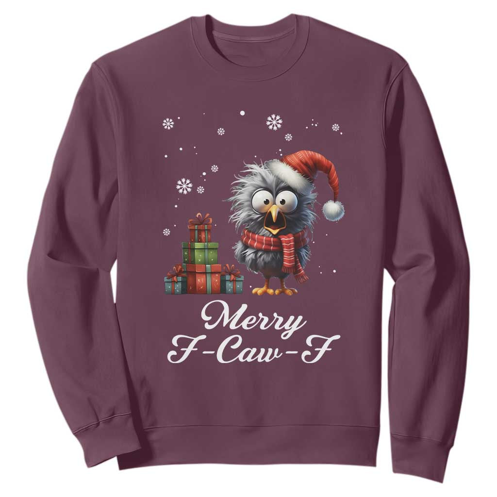 Merry F Caw F Raven Lover Sweatshirt Funny Christmas Gift TS12 Maroon Print Your Wear