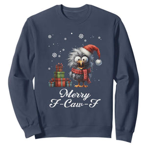 Merry F Caw F Raven Lover Sweatshirt Funny Christmas Gift TS12 Navy Print Your Wear