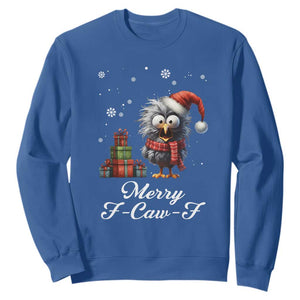 Merry F Caw F Raven Lover Sweatshirt Funny Christmas Gift TS12 Royal Blue Print Your Wear