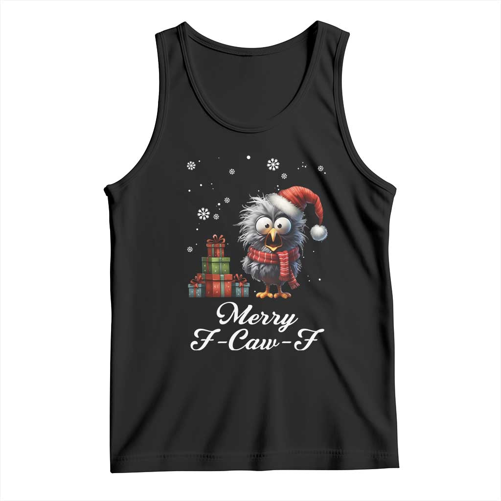 Merry F Caw F Raven Lover Tank Top Funny Christmas Gift - Print Your Wear