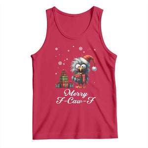 Merry F Caw F Raven Lover Tank Top Funny Christmas Gift - Print Your Wear