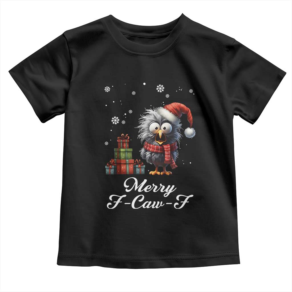 Merry F Caw F Raven Lover Toddler T Shirt Funny Christmas Gift - Print Your Wear