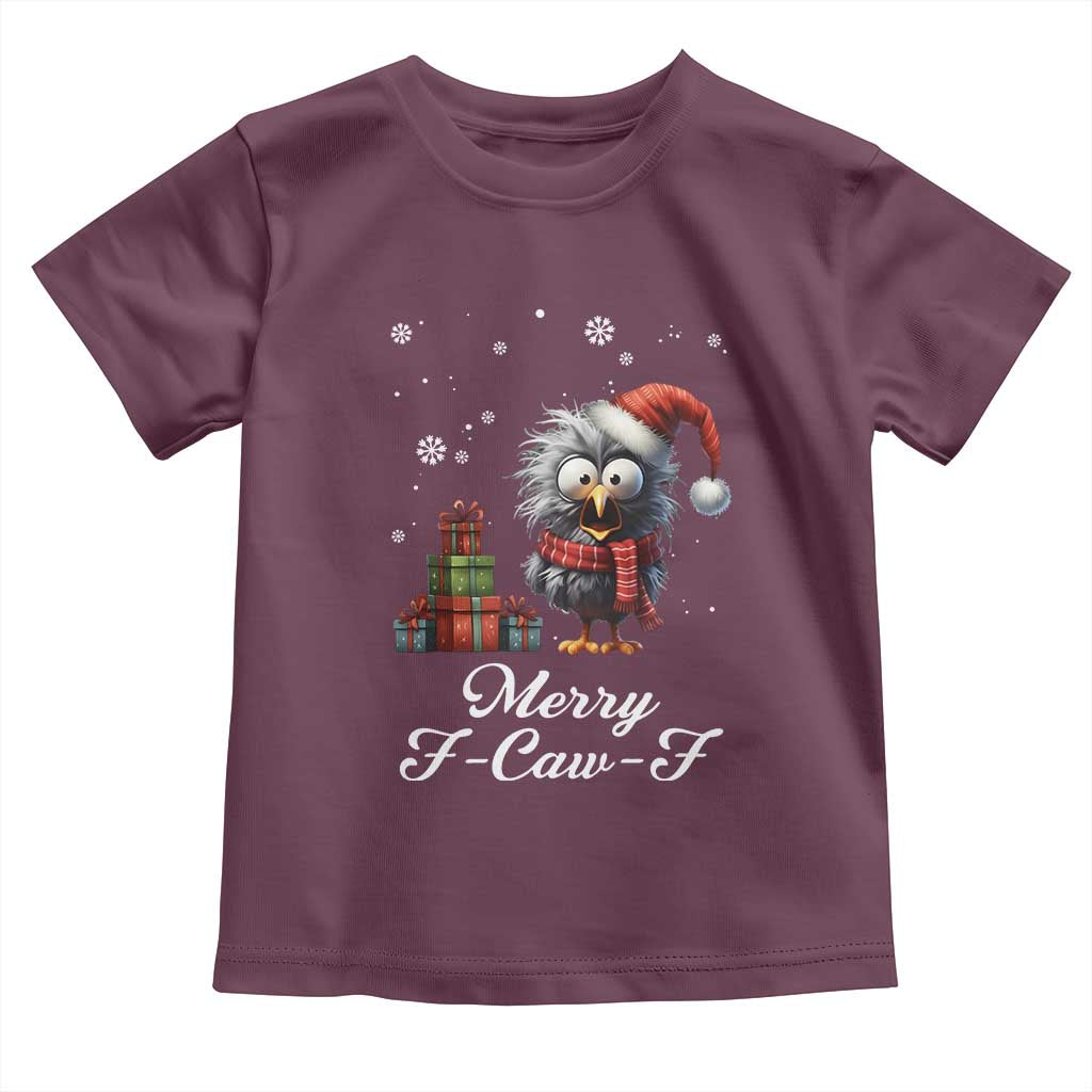 Merry F Caw F Raven Lover Toddler T Shirt Funny Christmas Gift TS12 Maroon Print Your Wear