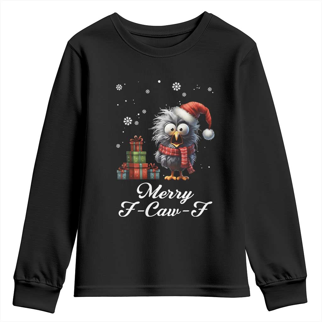 Merry F Caw F Raven Lover Youth Sweatshirt Funny Christmas Gift TS12 Black Print Your Wear