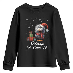 Merry F Caw F Raven Lover Youth Sweatshirt Funny Christmas Gift TS12 Black Print Your Wear