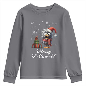 Merry F Caw F Raven Lover Youth Sweatshirt Funny Christmas Gift TS12 Charcoal Print Your Wear