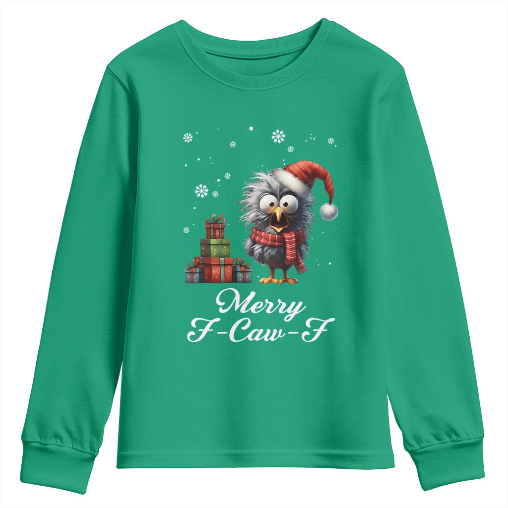 Merry F Caw F Raven Lover Youth Sweatshirt Funny Christmas Gift TS12 Irish Green Print Your Wear
