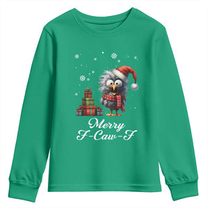 Merry F Caw F Raven Lover Youth Sweatshirt Funny Christmas Gift TS12 Irish Green Print Your Wear