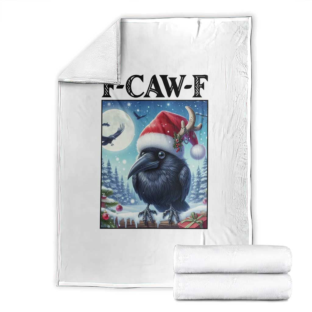 F Caw F Christmas Raven Throw Blanket Funny Bird Lover Gift TS12 White Print Your Wear