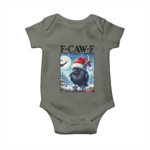 F Caw F Christmas Raven Baby Onesie Funny Bird Lover Gift TS12 Military Green Print Your Wear
