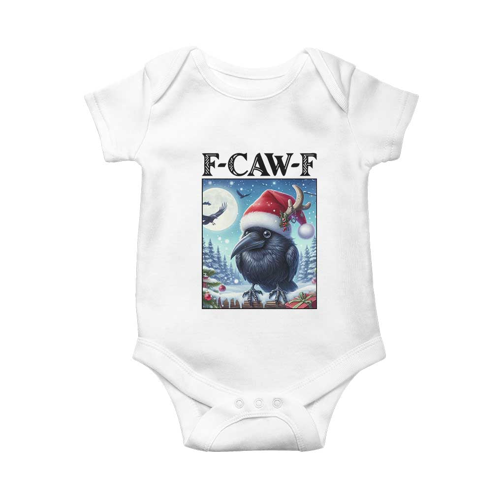F Caw F Christmas Raven Baby Onesie Funny Bird Lover Gift - Print Your Wear