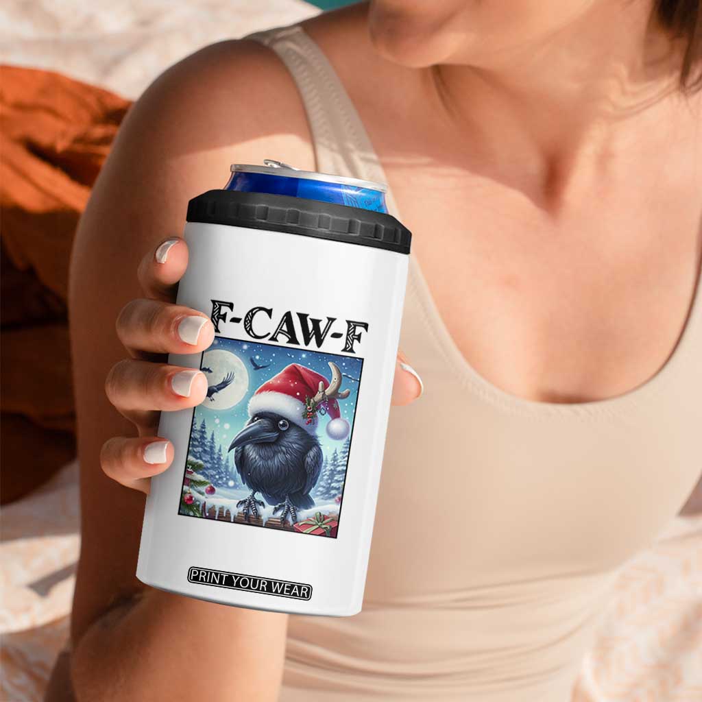 F Caw F Christmas Raven 4 in 1 Can Cooler Tumbler Funny Bird Lover Gift - Print Your Wear