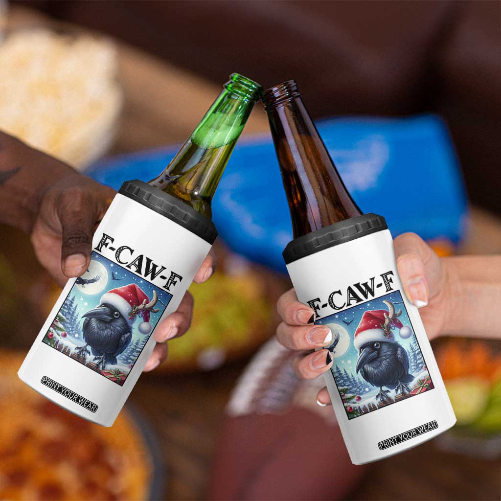 F Caw F Christmas Raven 4 in 1 Can Cooler Tumbler Funny Bird Lover Gift - Print Your Wear