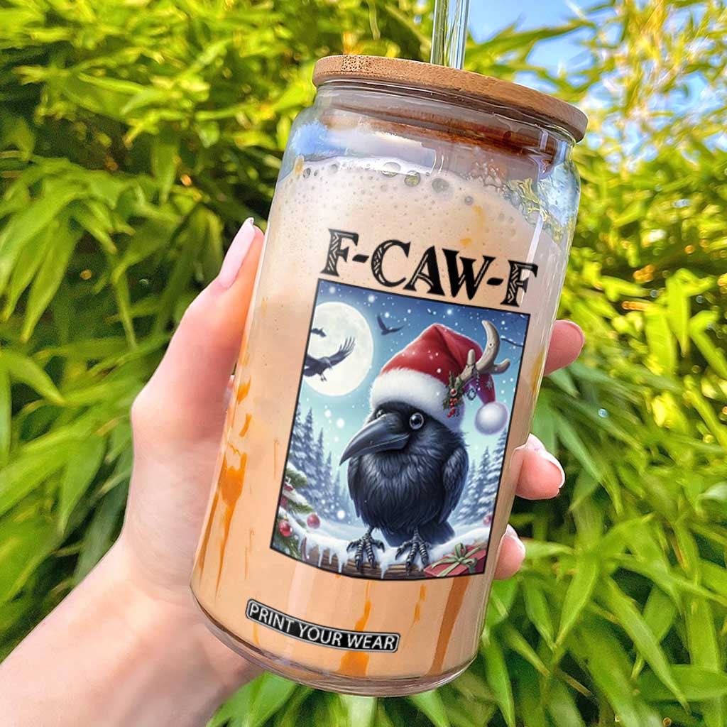 F Caw F Christmas Raven Glass Can Funny Bird Lover Gift - Print Your Wear