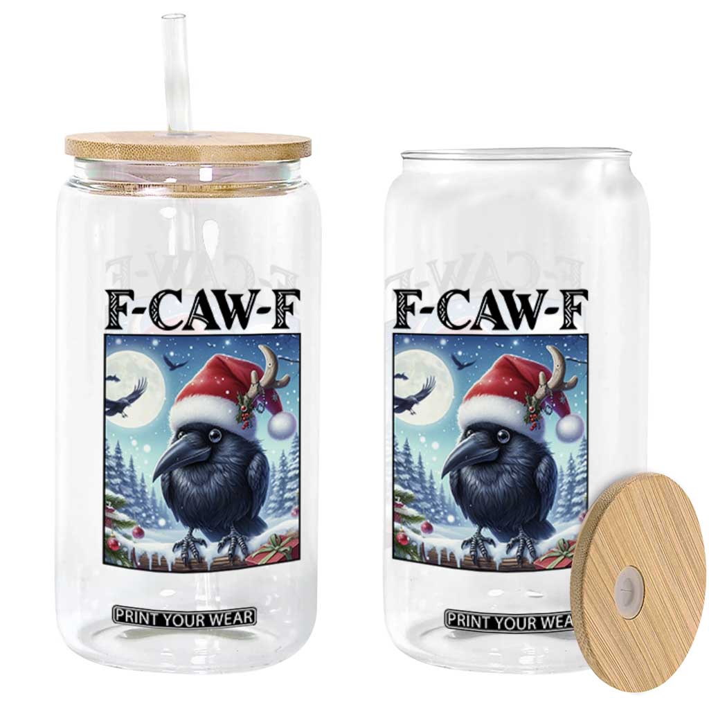 F Caw F Christmas Raven Glass Can Funny Bird Lover Gift - Print Your Wear
