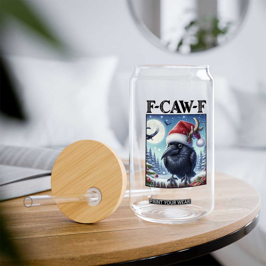 F Caw F Christmas Raven Glass Can Funny Bird Lover Gift - Print Your Wear