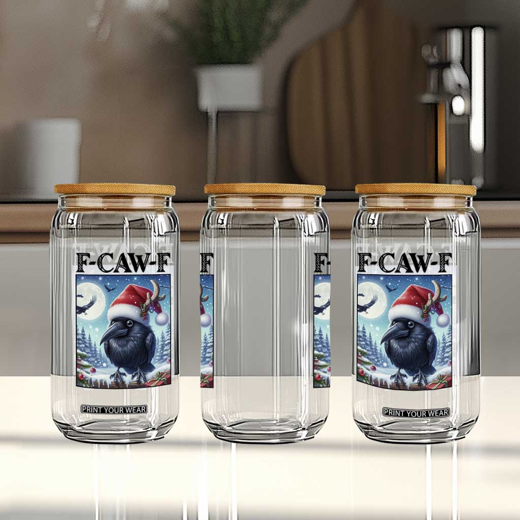 F Caw F Christmas Raven Glass Can Funny Bird Lover Gift - Print Your Wear