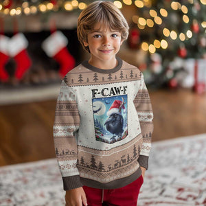 F Caw F Xmas Raven Ugly Christmas Sweater Funny Bird Lover Gift TS12 Mocha Mousse Print Your Wear
