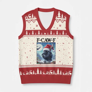 F Caw F Xmas Raven V-Neck Knit Sweater Vest Funny Bird Lover Gift TS12 Beige Red Print Your Wear