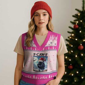 F Caw F Xmas Raven V-Neck Knit Sweater Vest Funny Bird Lover Gift TS12 Hot Pink Print Your Wear