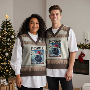 F Caw F Xmas Raven V-Neck Knit Sweater Vest Funny Bird Lover Gift TS12 Mocha Mousse Print Your Wear