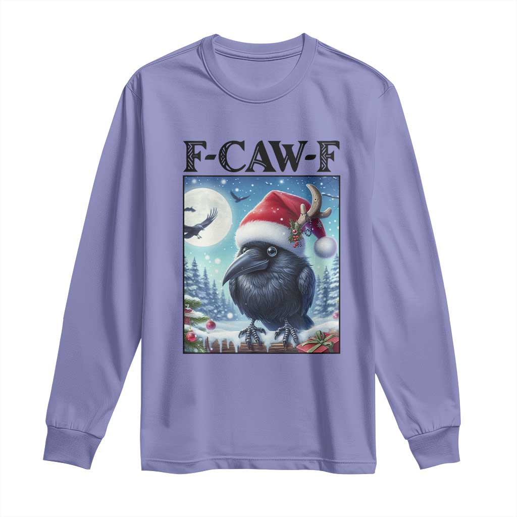 F Caw F Christmas Raven Long Sleeve Shirt Funny Bird Lover Gift TS12 Violet Print Your Wear