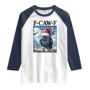 F Caw F Christmas Raven Raglan Shirt Funny Bird Lover Gift TS12 White Navy Print Your Wear