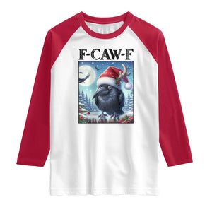 F Caw F Christmas Raven Raglan Shirt Funny Bird Lover Gift TS12 White Red Print Your Wear