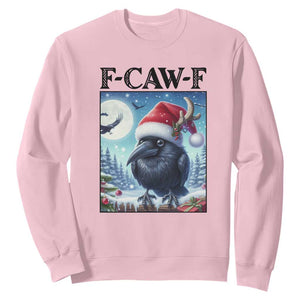 F Caw F Christmas Raven Sweatshirt Funny Bird Lover Gift TS12 Light Pink Print Your Wear