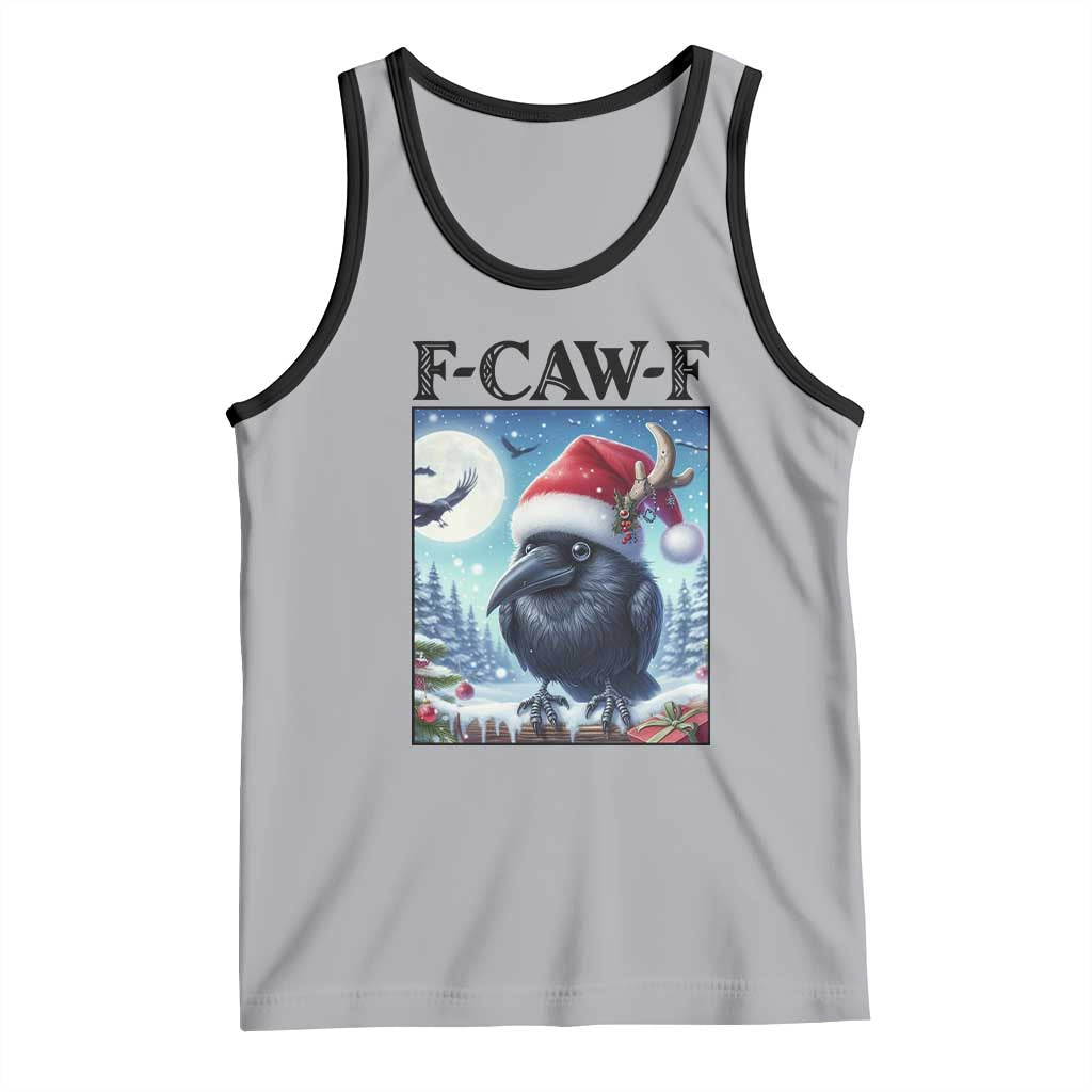 F Caw F Christmas Raven Tank Top Funny Bird Lover Gift TS12 Athletic Heather Black Print Your Wear