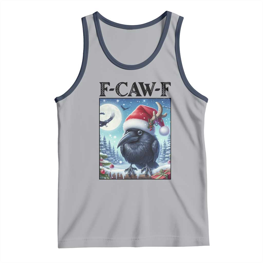 F Caw F Christmas Raven Tank Top Funny Bird Lover Gift TS12 Athletic Heather Navy Print Your Wear
