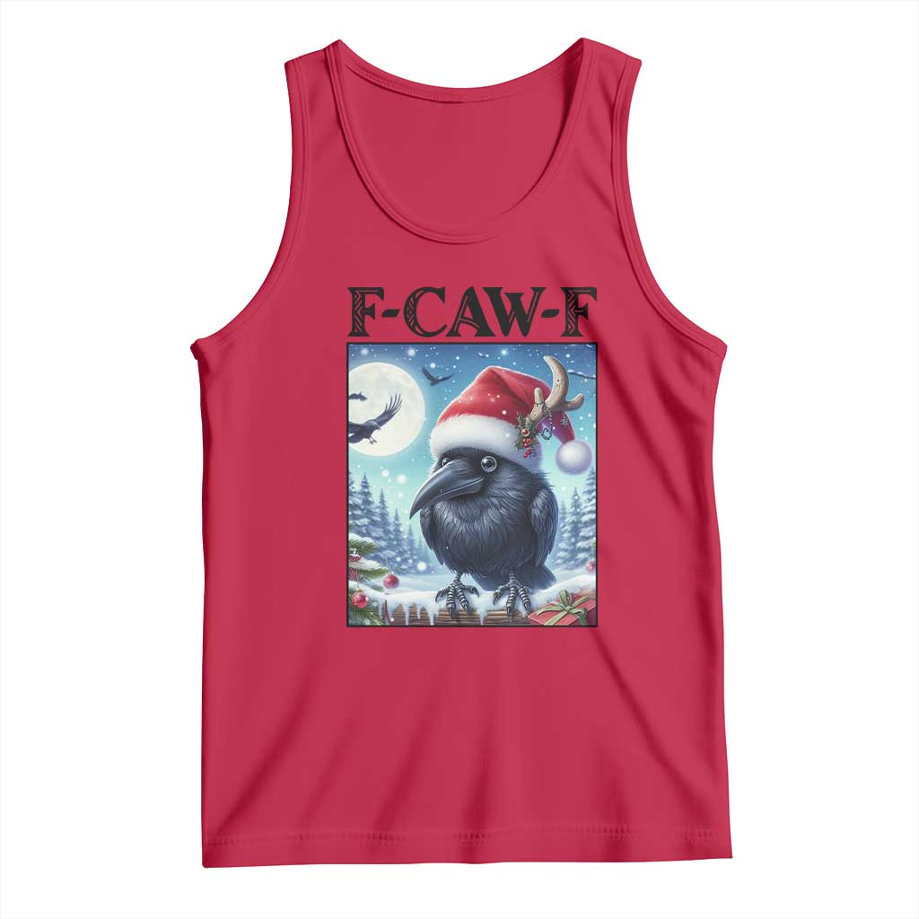 F Caw F Christmas Raven Tank Top Funny Bird Lover Gift TS12 Red Print Your Wear