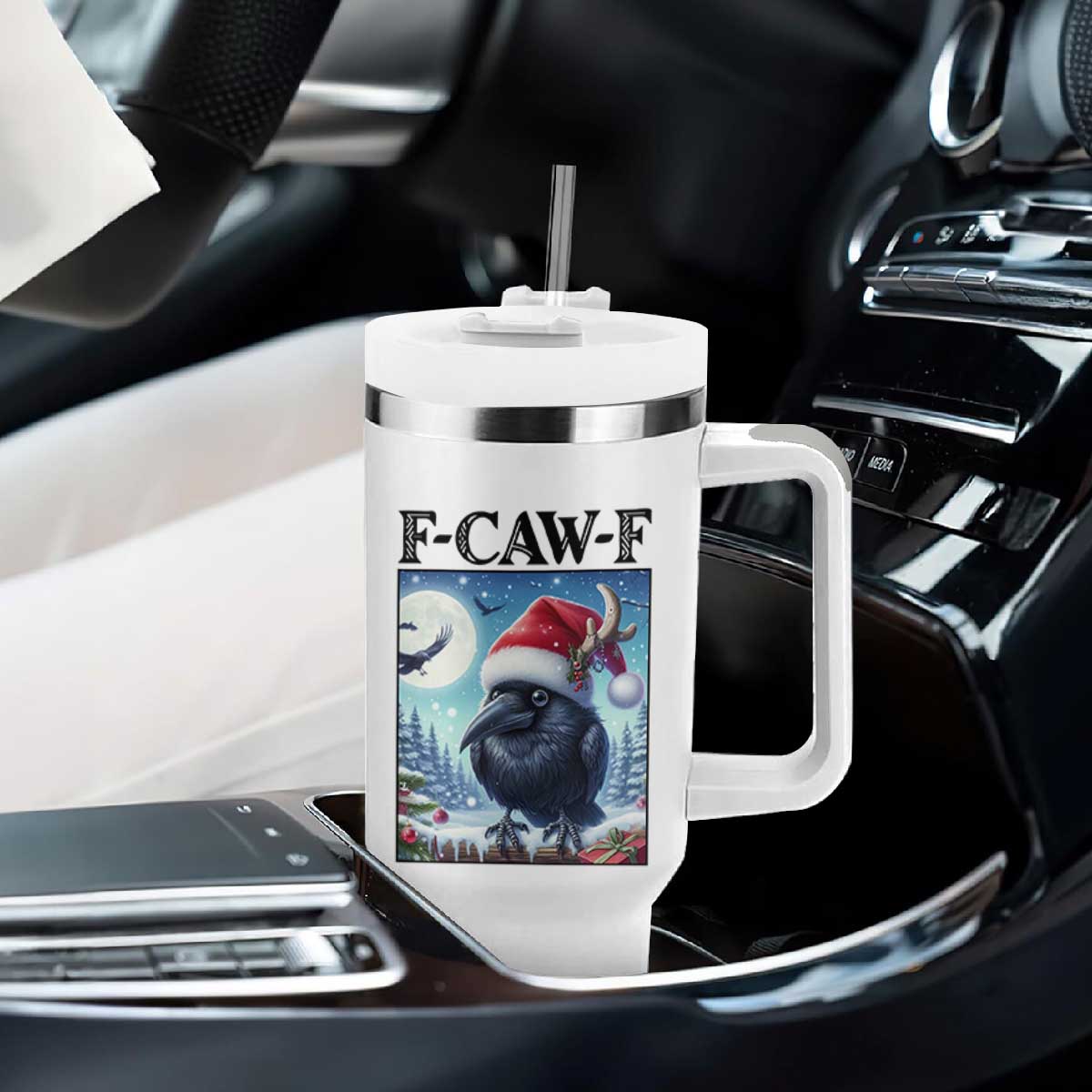 F Caw F Christmas Raven Tumbler With Handle Funny Bird Lover Gift TS12 Print Your Wear