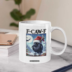 F Caw F Christmas Raven Coffee Mug Funny Bird Lover Gift - Print Your Wear