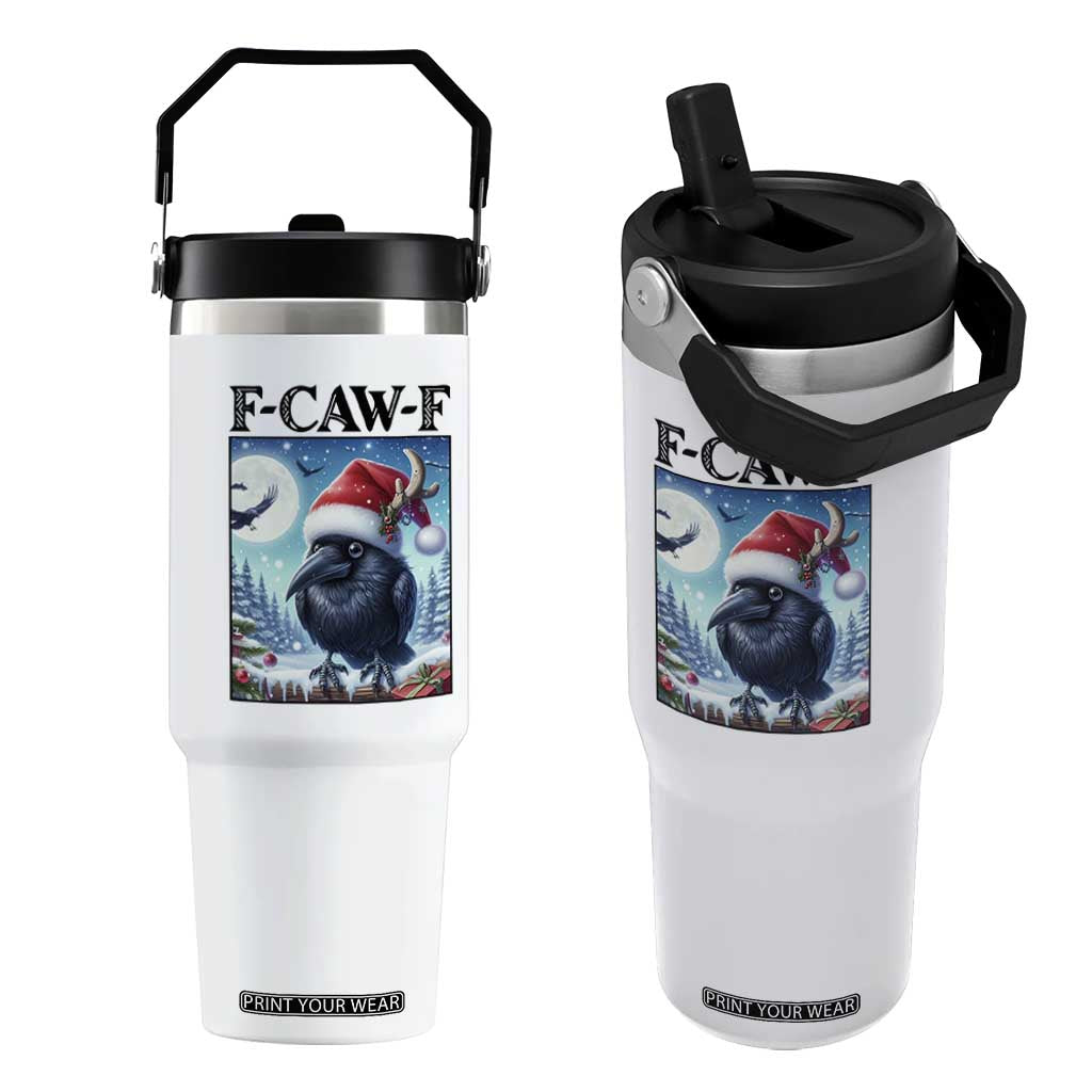 F Caw F Christmas Raven Flip Straw Tumbler Funny Bird Lover Gift - Print Your Wear