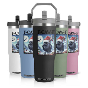 F Caw F Christmas Raven Flip Straw Tumbler Funny Bird Lover Gift - Print Your Wear