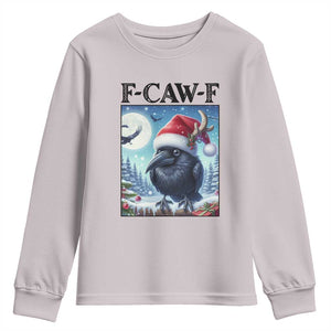 F Caw F Christmas Raven Youth Sweatshirt Funny Bird Lover Gift TS12 Ice Gray Print Your Wear