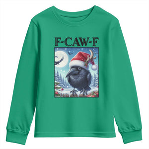 F Caw F Christmas Raven Youth Sweatshirt Funny Bird Lover Gift TS12 Irish Green Print Your Wear