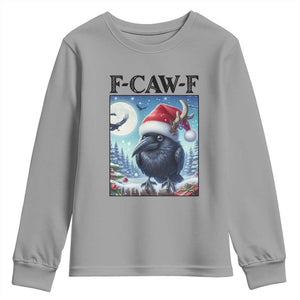 F Caw F Christmas Raven Youth Sweatshirt Funny Bird Lover Gift TS12 Sport Gray Print Your Wear
