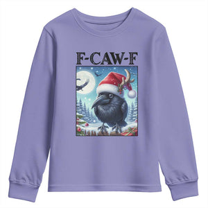 F Caw F Christmas Raven Youth Sweatshirt Funny Bird Lover Gift TS12 Violet Print Your Wear