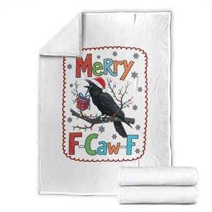 Funny Christmas Santa Raven Throw Blanket Merry F Caw F Joke Gift - Print Your Wear
