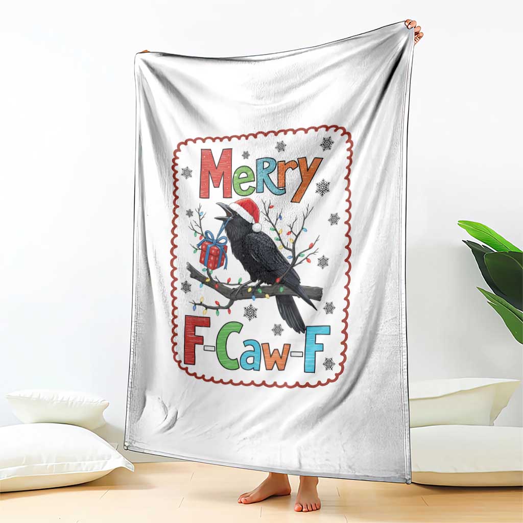 Funny Christmas Santa Raven Throw Blanket Merry F Caw F Joke Gift TS12 Print Your Wear